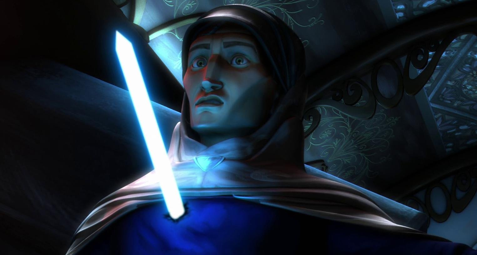 Tal Merrik impaled on a lightsaber